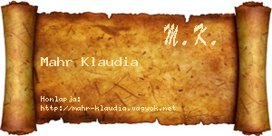 Mahr Klaudia névjegykártya